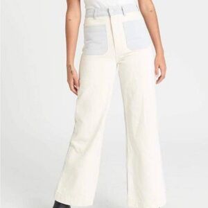 Rolla’s white & pale blue denim hi rise wide leg sailor jeans NWOT